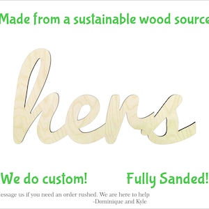 Hers -Multiple Sizes-cursive word cutout- Wood Craft Supply - Hanging wall decor -