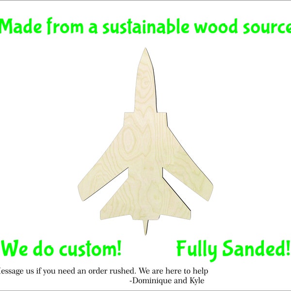 Fighter Jet Plane  -Multiple Sizes-#3 Wood cutout Craft Supply-Sanded -