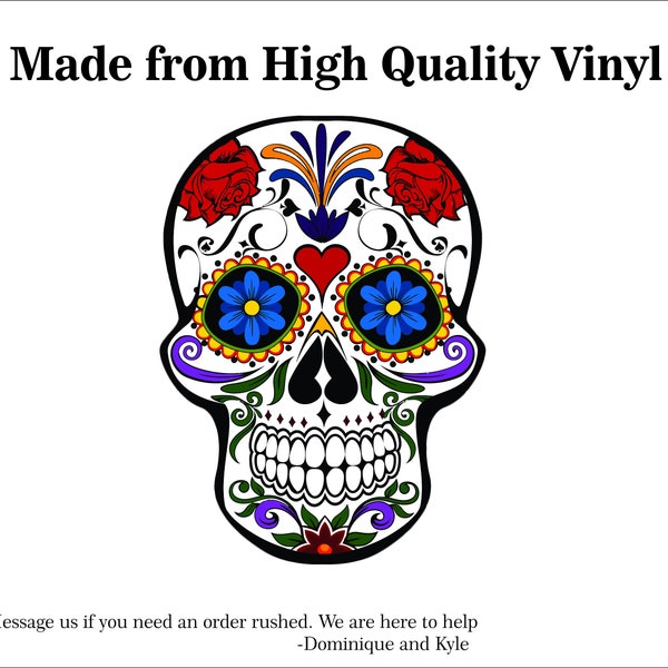 Skull Day of the dead Decal- Laptop sticker - Outdoor Vinyl - Car Decal #2