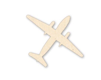 Laser Cut Airplane Wood Cutout, Baltic Birch Jet Shape Wall Decor, Pilot Gift Blank