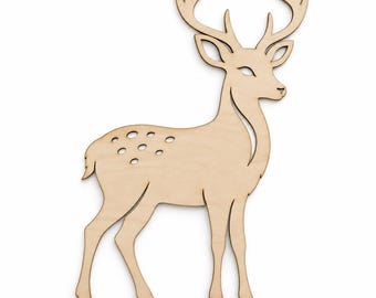 Figura de ciervo de madera sin acabado, silueta de ciervo macho para pintar, adorno navideño para puerta con forma de reno, decoración de guardería con temática de bosque, abedul báltico.
