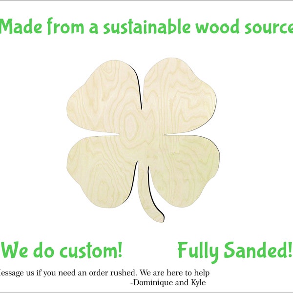 Four Leaf Clover -Multiple Sizes- Cutouts Wood Craft Supply-Sanded on both sides