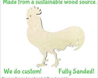 Rooster -Multiple Sizes-Cutouts Wood Craft Supply-Sanded on both sides