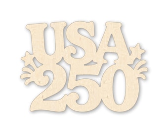 USA 250 Wood Cutout, Semiquincentennial Sign, Baltic Birch Patriotic Decor