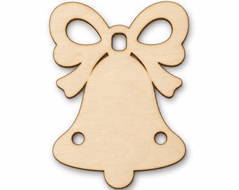 Unfinished Wood Christmas Bell Cutout, Bell Ornament Blank, Christmas Bell Door Hanger, Jingle Bell Wood Shape to Paint, Baltic Birch
