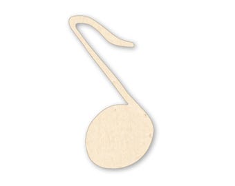 Eighth Note Wood Cutout, Unfinished Baltic Birch Music Shape, DIY Decor Sign