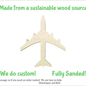 Passenger Plane -Multiple Sizes- Wood cutout Craft Supply-Sanded - Airliner