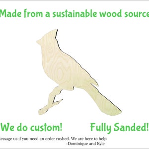 Bird #2  Multiple Sizes-Cutouts Wood Craft Supply-Sanded on both sides