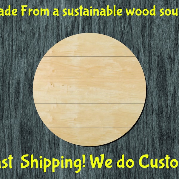 Circle wood shiplap cutout -Multiple Sizes-Wood cutout Craft Supply-Sanded