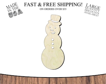 Snowman wood cutout, snow man cutout, christmas diy, christmas wood cutout, snowmen  -Multiple Sizes-Cutouts Wood Craft Supply-Sanded