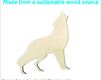 Wolf Howling-Multiple Sizes- Wood cutout Craft Supply-Sanded