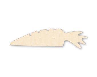 Unfinished Baltic Birch Carrot Wood Cutout, Laser Cut Spring Craft Blank