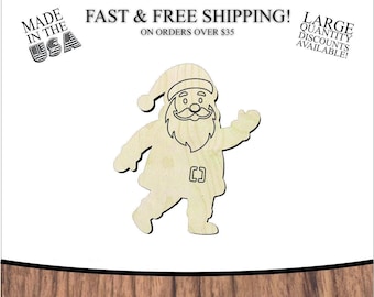 Santa Wood Cutout • Christmas Craft Shape • 1/8” Baltic Birch •DIY Ornament • Holiday DIY Decor