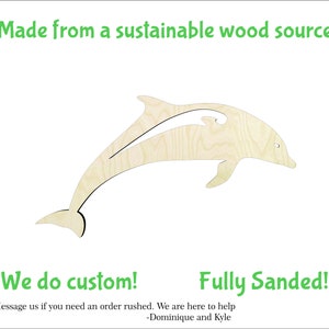 Dolphin -Multiple Sizes-Cutouts Wood Craft Supply-Sanded on both sides