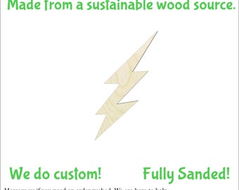 Lighting bolt  Multiple Sizes-Cutouts Wood Craft Supply-Sanded on both sides #3