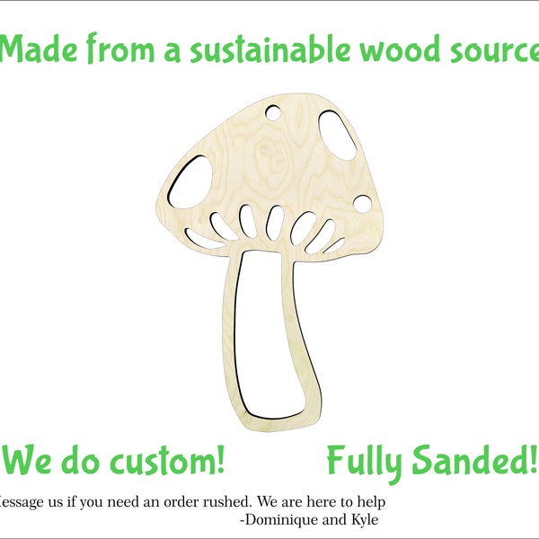 Mushroom -Multiple Sizes- Wood cutout Craft Supply-Sanded -