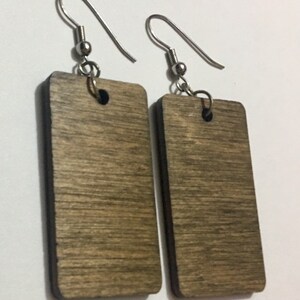 Wood Earrings, Dangle Earrings, Wooden jewelry, wood accessories , Rectangle Earrings,