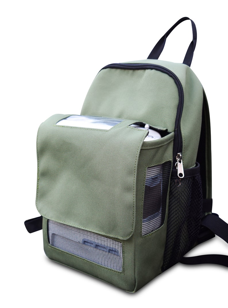 o2totes Slim Backpack w/Storage compatible with the Inogen One G5 I0-500 and Inogen Rove 6 Black & Green available Green