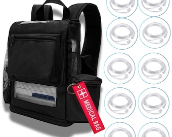 Inogen Rove 6 Backpack by o2totes with (10) nasal cannulas (latex free) + medical bag tag