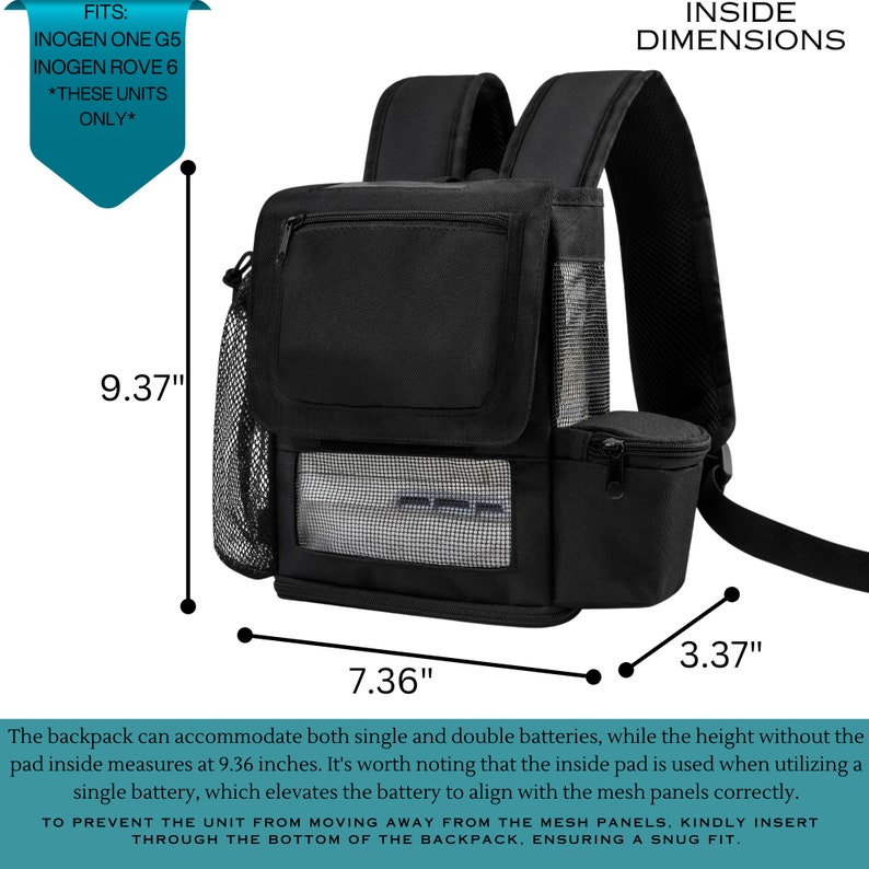 Lightweight Backpack Fit For Inogen One G5 in Black image 3