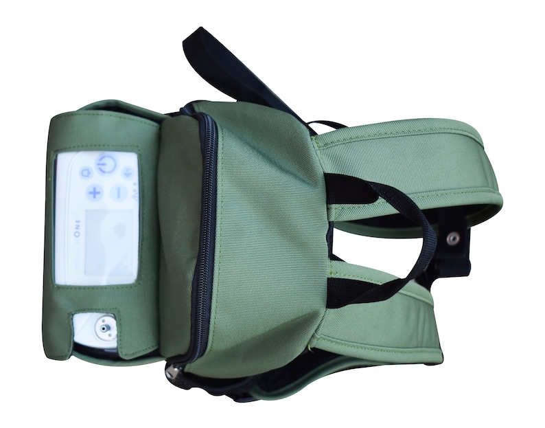 o2totes Slim Backpack w/Storage compatible with the Inogen One G5 I0-500 and Inogen Rove 6 Black & Green available image 4