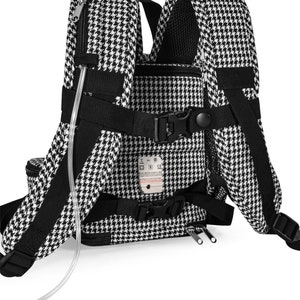 Inogen One G5 lightweight backpack in Houndstooth fabric by o2totes, room for Accessories, fits both single & double battery,zippered bottom image 3