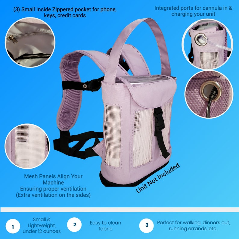 o2totes backpack fit for Inogen One G3 fits single & double battery, padded backpack straps image 6