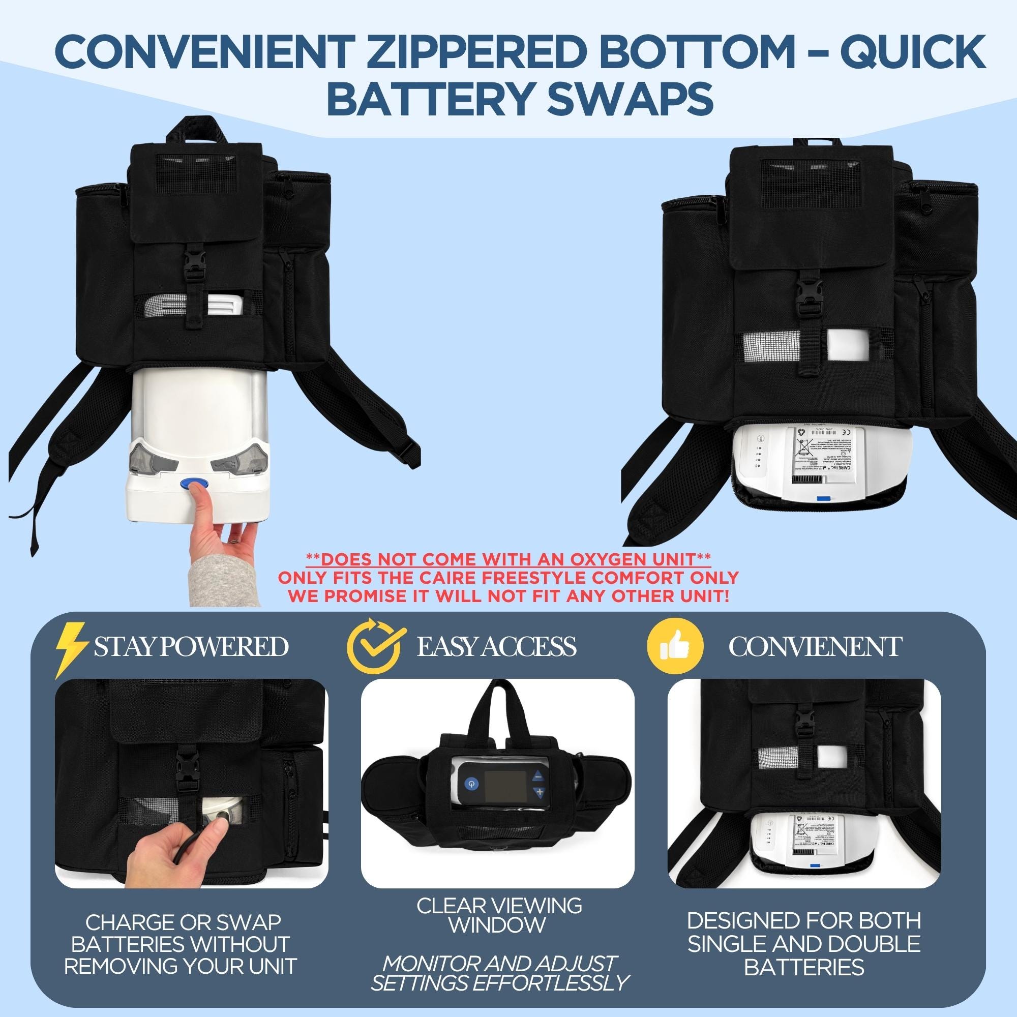 caire freestyle comfort mini backpack Caire Freestyle Comfort Backpack – Oxygen Concentrator Bag With Pockets