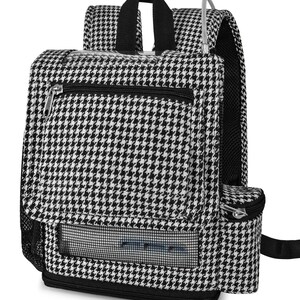 Inogen One G5 lightweight backpack in Houndstooth fabric by o2totes, room for Accessories, fits both single & double battery,zippered bottom image 2