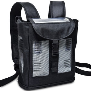 May include: Black backpack carrier with a mesh window and a clear plastic window on the top. The backpack has adjustable straps and a buckle closure.
