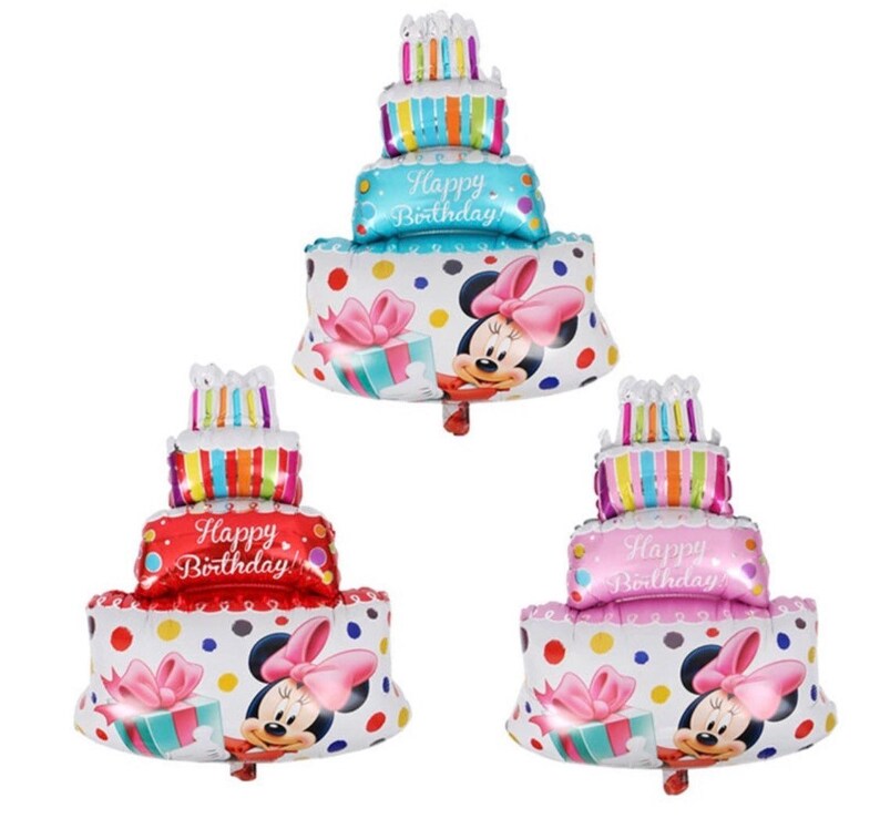 Large Foil Mickey And Minnie Mouse Birthday Cake Balloon S36 Etsy