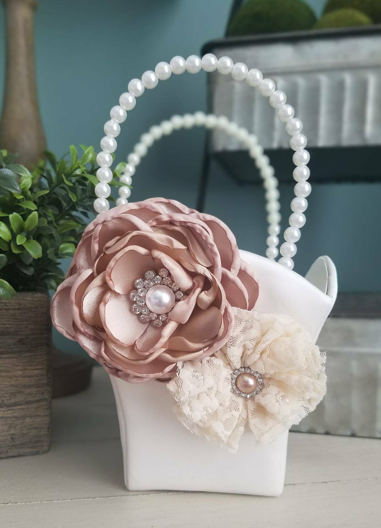 champagne flower girl basket