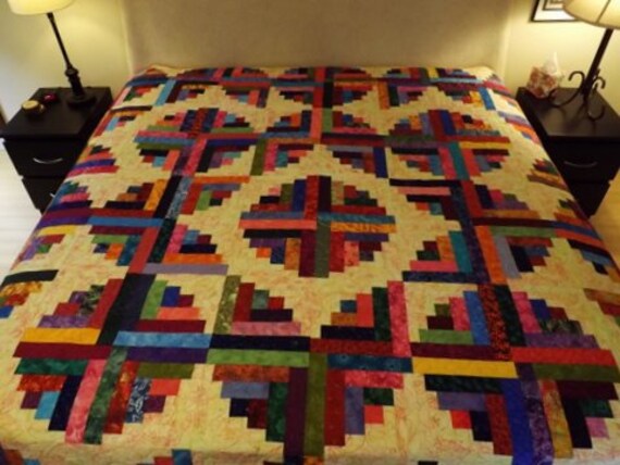 King Size Curved Log Cabin Qilt Etsy