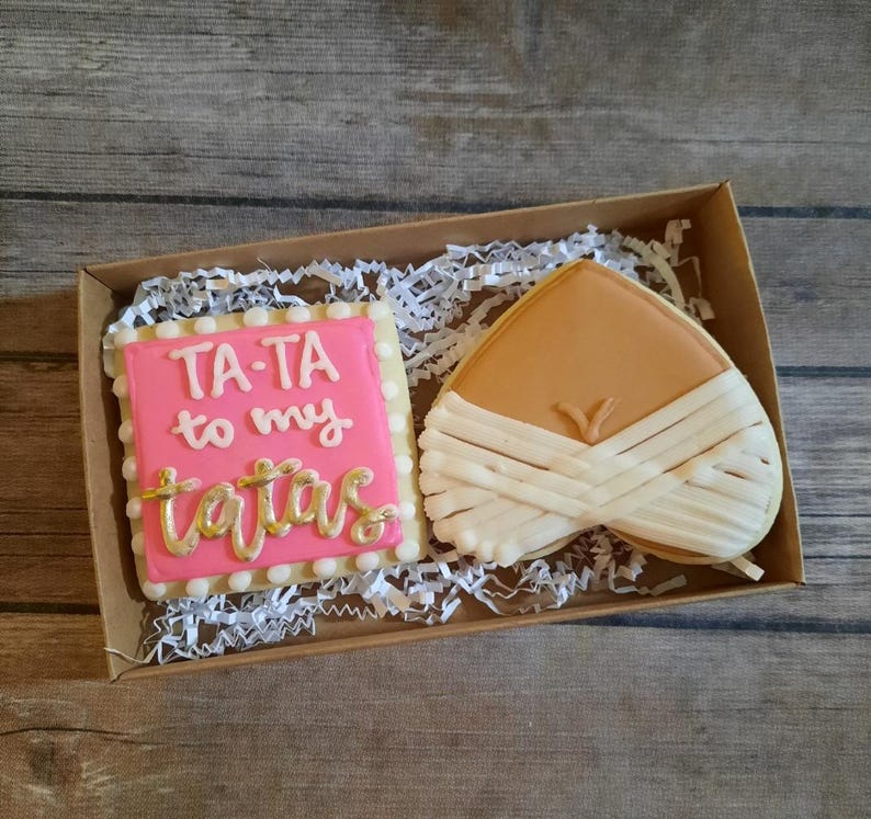 TA-TA to my Tatas Mastectomy Breast Reduction Get Well Soon sugar cookies image 3