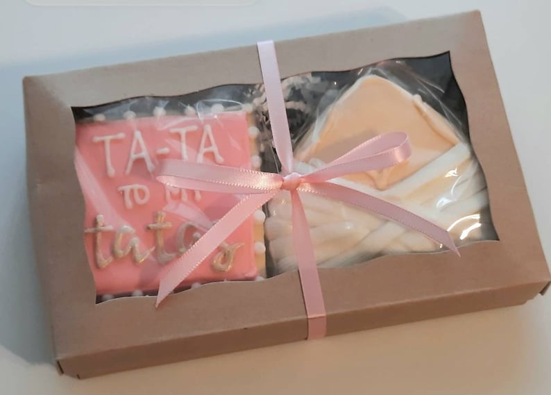 TA-TA to my Tatas Mastectomy Breast Reduction Get Well Soon sugar cookies image 2