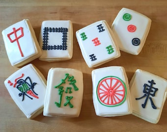 Set of 8 Mahjong Tile sugar cookies