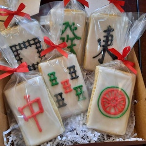 Set of 6 Mahjong Tile sugar cookies