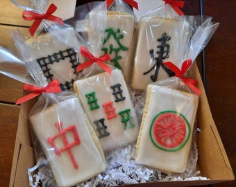 Set of 6 Mahjong Tile sugar cookies