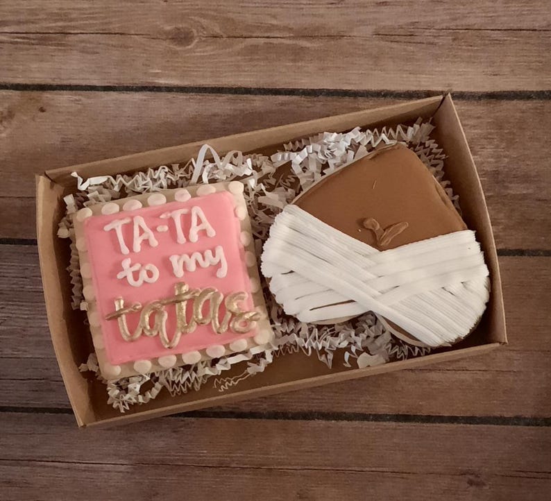 TA-TA to my Tatas Mastectomy Breast Reduction Get Well Soon sugar cookies image 4