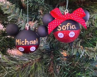 Personalized Mickey & Minnie Inspired Christmas Ornaments