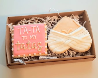 TA-TA to my Tatas Mastectomy Breast Reduction Get Well Soon sugar cookies