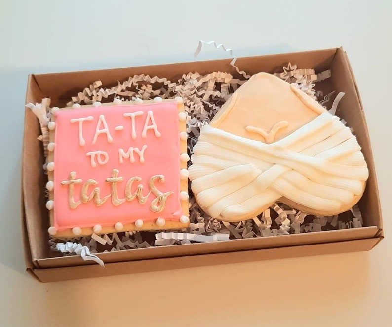 TA-TA to my Tatas Mastectomy Breast Reduction Get Well Soon sugar cookies image 1