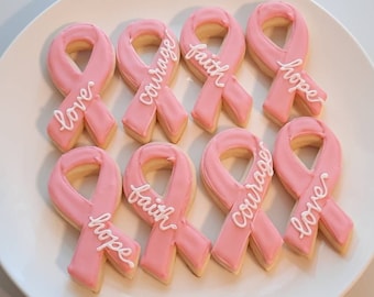 Breast Cancer Awareness Ribbon sugar cookies