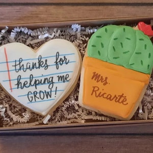 Thanks for Helping Me Grow Personalized Teacher Appreciation sugar cookies