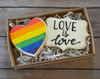 Love is Love Gay Pride Month Rainbow sugar cookies