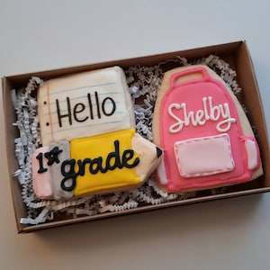 Personalized Back to School Backpack Paper and Pencil sugar cookies