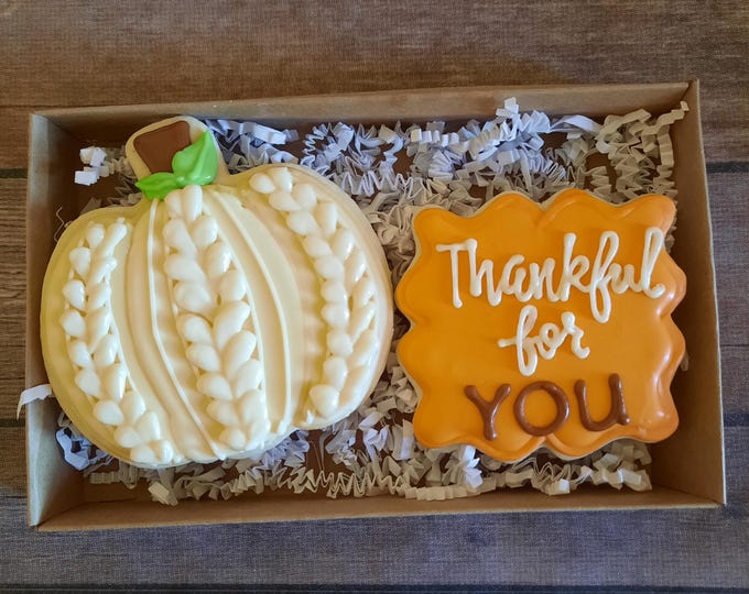 Thankful For You Thanksgiving Pumpkin sugar cookies
