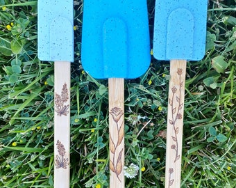 Bamboo Rubber Spoons- Burned Flowers