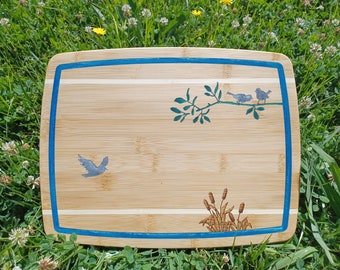 Bamboo Serving Board- Resin and Burned