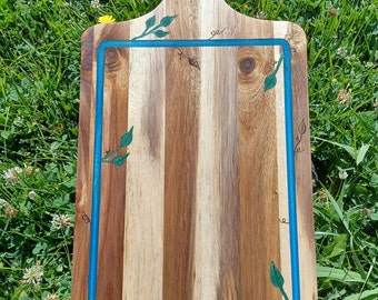 Artisanal Serving Boards- Acacia Wood, Resin and Burned